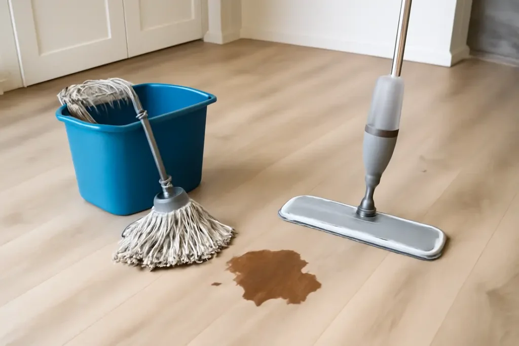 Microvezel dweil van Blokker op houten vloer