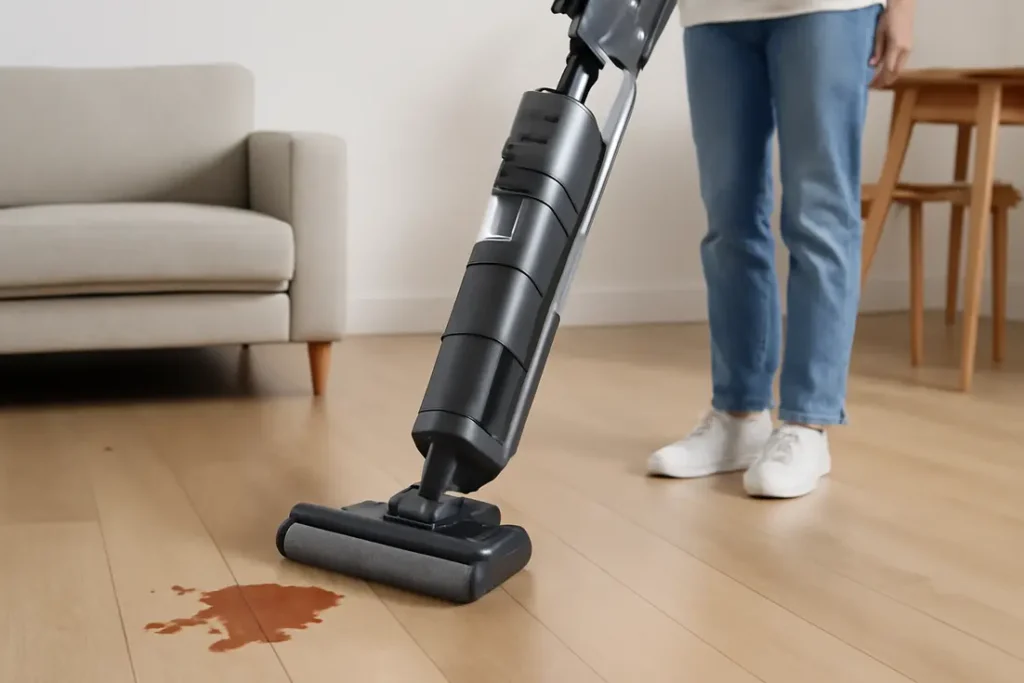 dyson dweil reinigt houten vloer snel en efficiënt