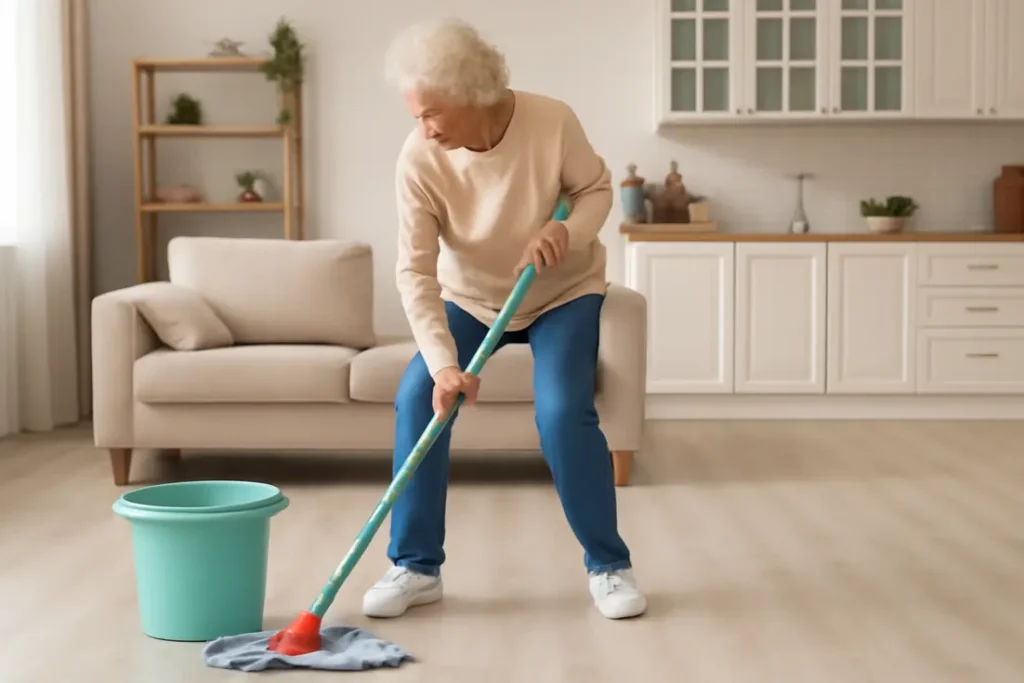 Oma dweilt vloer met doek - Oma weet raadt