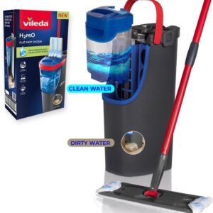 Vileda H2Pro Flatmop Systeem Complete set, Twee gescheiden waterreservoirs, Waterbesparend ontwerp, Altijd schoon water